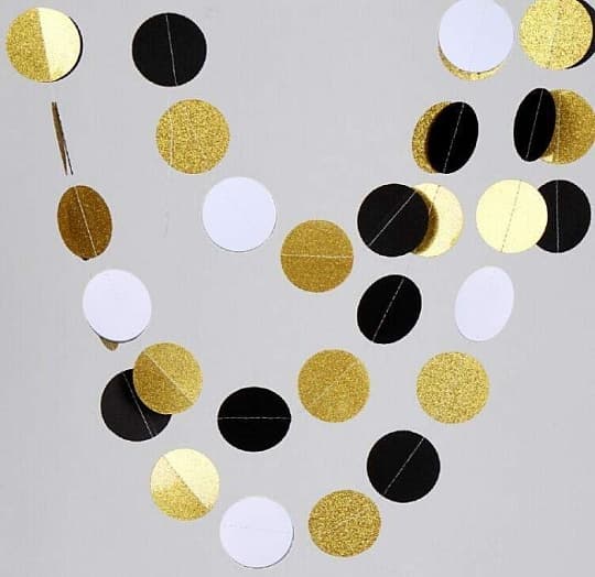 Подвеска Круги,черный/белый, золото 220см