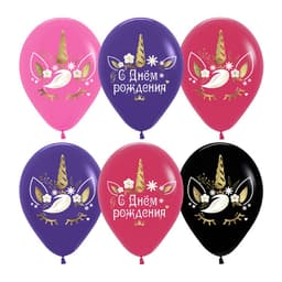 S 12"/ 30 см С ДР! (цветочный единорог)/ассорти,пастель