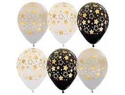 S Шар 12" Звезды контур Ассорти паст 5ст