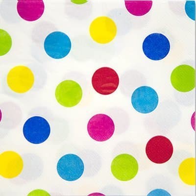 Салфетки белые в разноцветный горох 25см