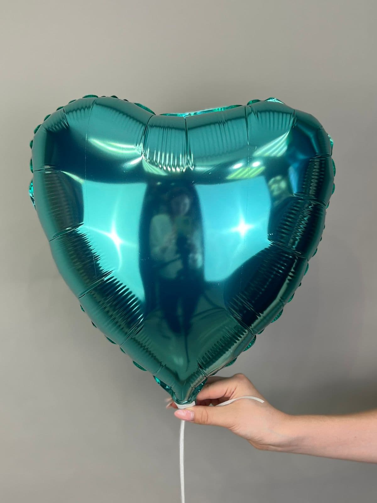 Сердца металлик 45 см бирюзовые (Тиффани)