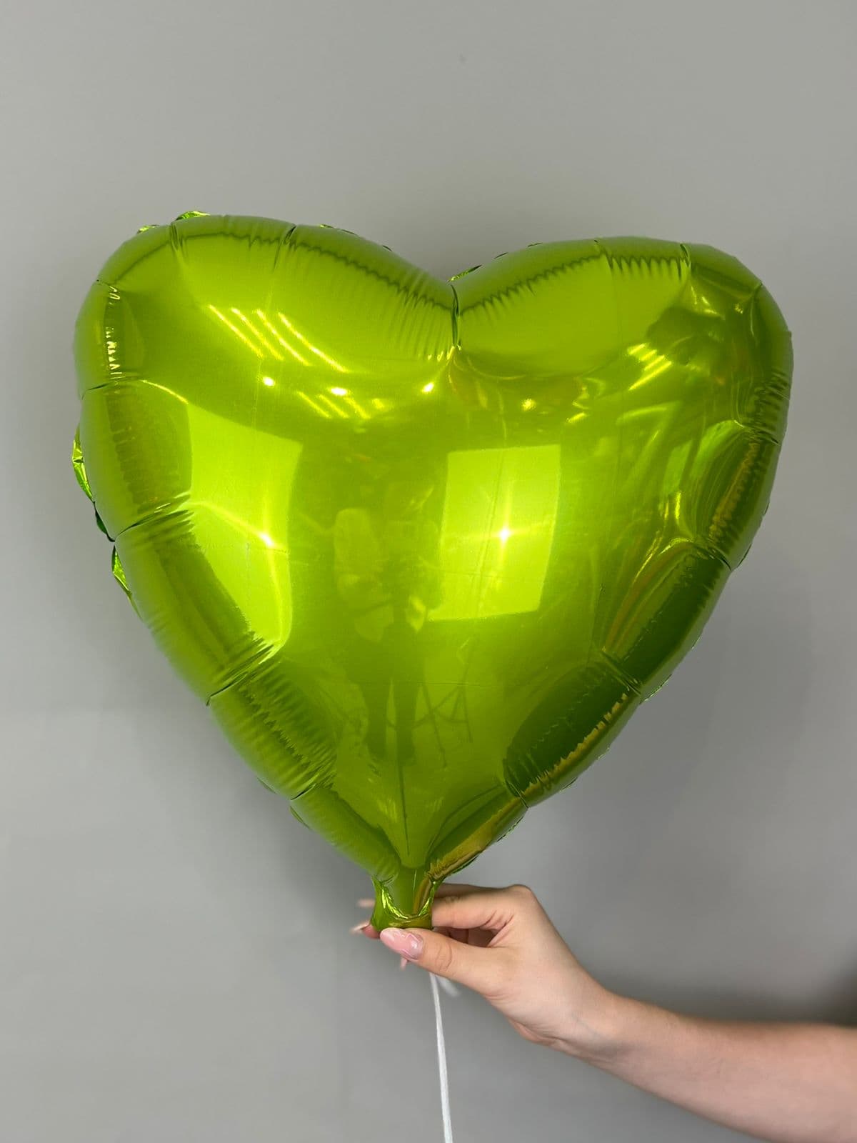Сердца металлик 45 см лайм /fm