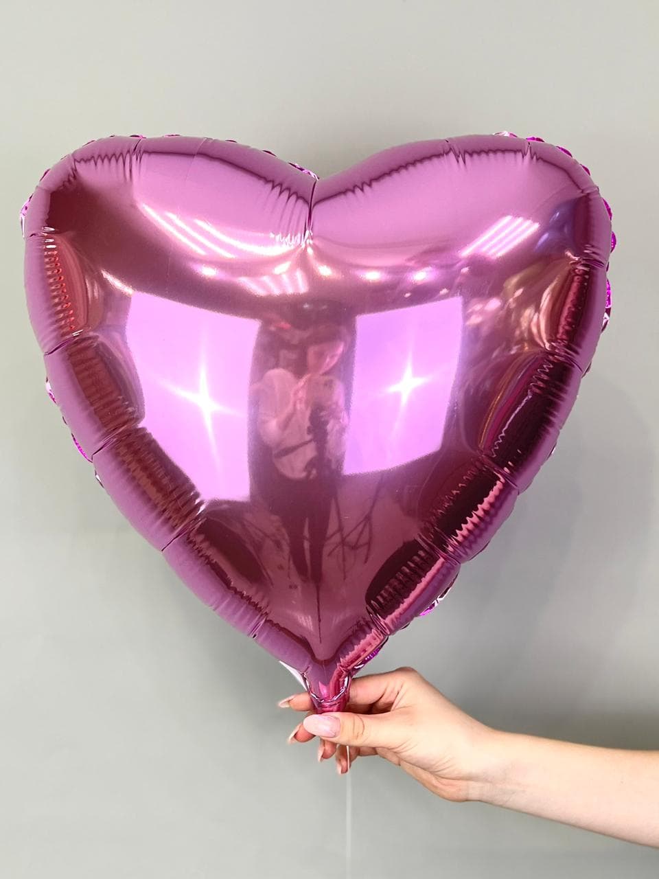 Сердца металлик 45 см розовые /fm