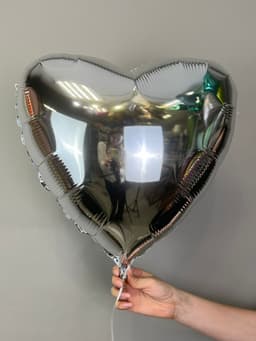 Сердца металлик 45 см серебро /fm