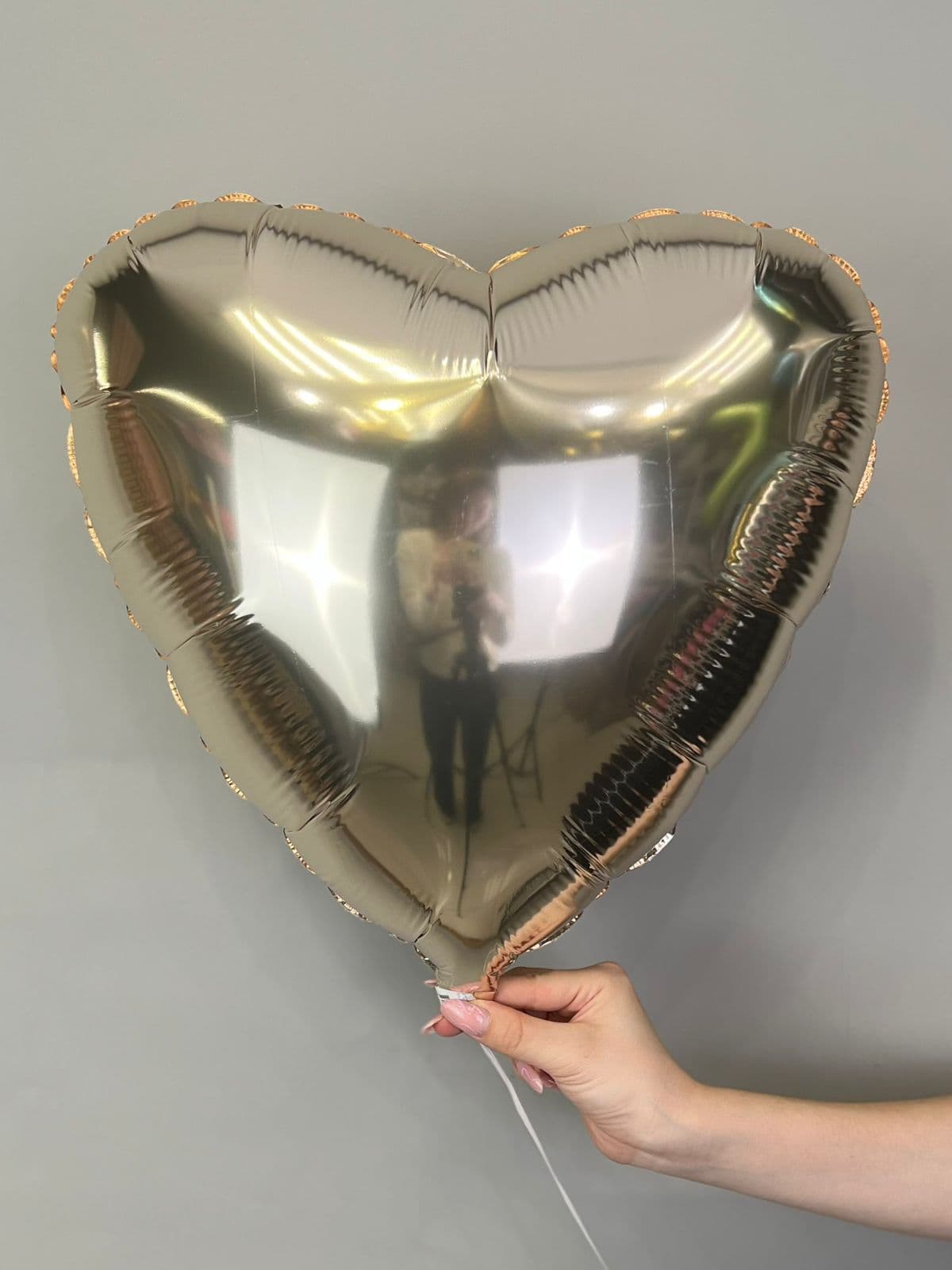 Сердца металлик 45 см шампань