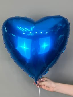 Сердца металлик 45 см синие /fm
