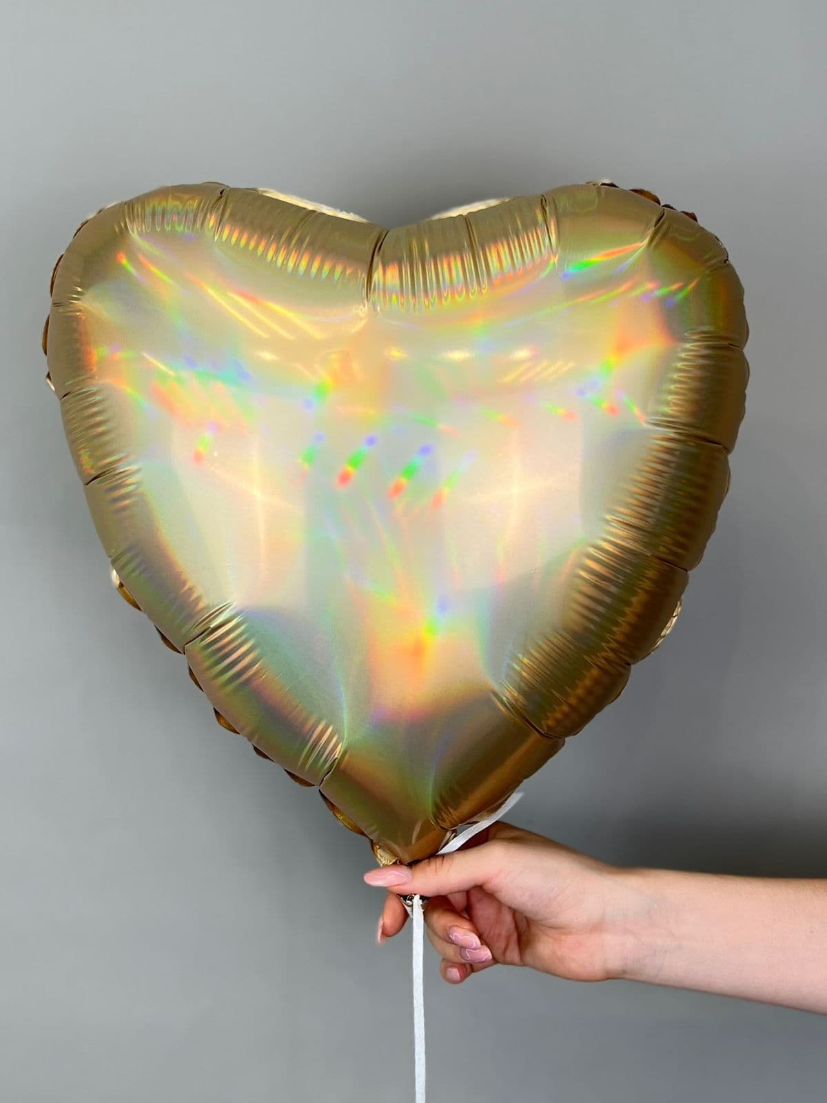 Сердца шампань голография 45 см