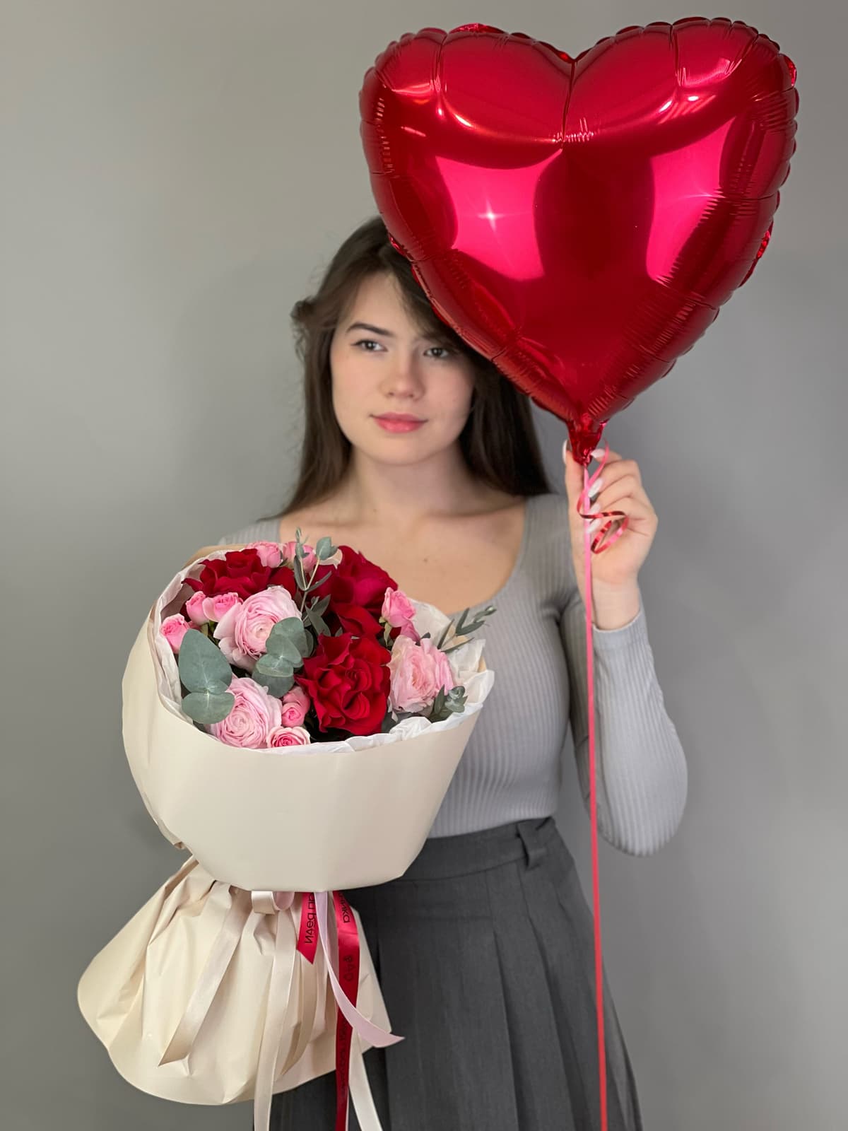 Сет шар + букет "Руби"