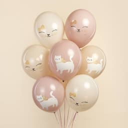 Шар (12''/30 см) Кошечка с бантом, Ассорти, пастель, 1 ст