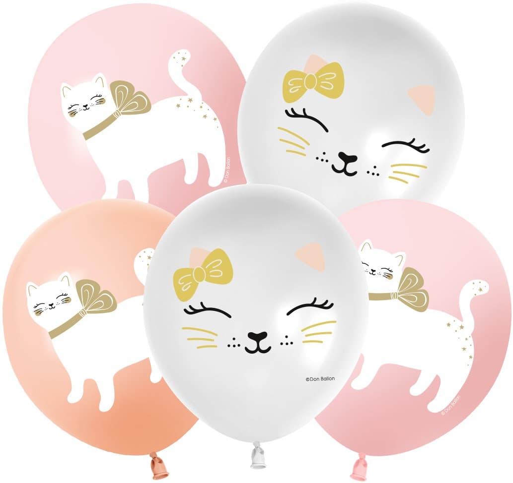 Шар (12''/30 см) Кошечка с бантом, Ассорти, пастель, 1 ст