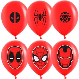 Шар (12''/30 см) Паучок и друзья, Красный, пастель, 2 ст