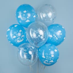 Шар (12''/30 см) Привет, Малыш!, Голубой/Прозрачный, кристал