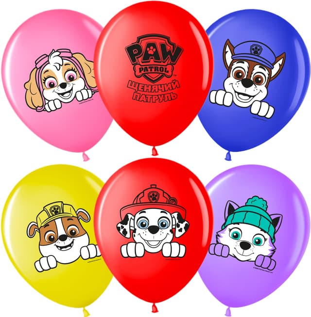 Шар (12''/30 см) Щенячий Патруль, Ассорти, пастель, 2 ст Шар (12''/30 см) Щенячий Патруль, Ассорти, пастель, 2 ст