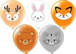 Шар 12''/ 30 см шелк рис. 2ст. 2цв. Лесные друзья! 5 дизайнов