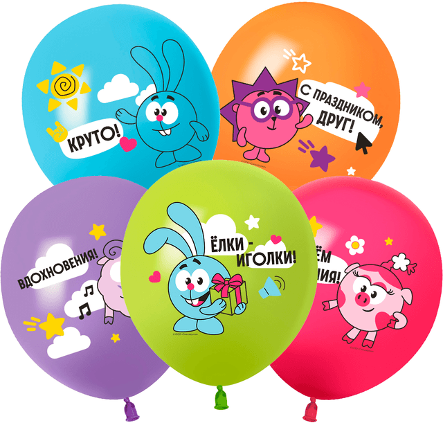 Шар (12''/30 см) Смешарики, С Днем Рождения!, Ассорти, пастель, 1 ст Шар (12''/30 см) Смешарики, С Днем Рождения!, Ассорти, пастель, 1 ст