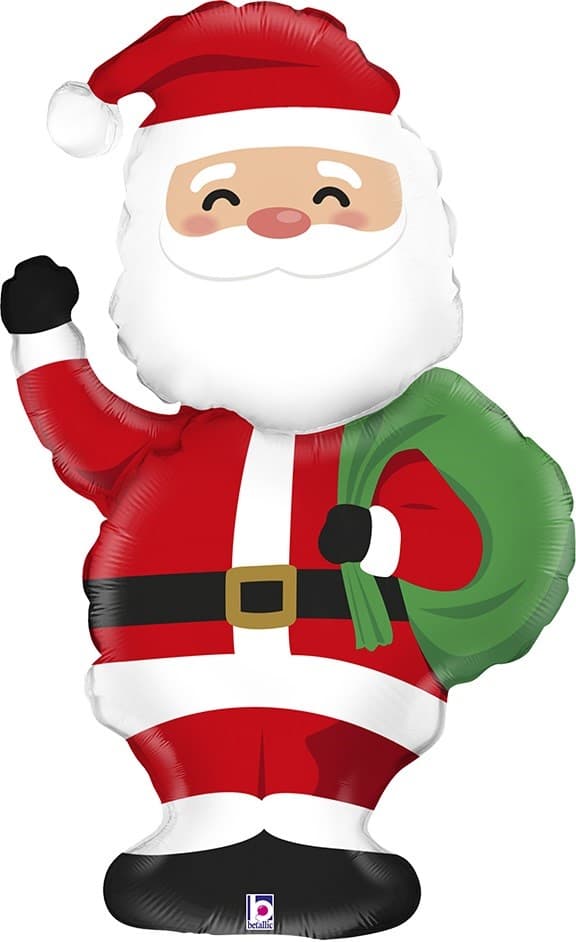 Шар (14''/36 см) Мини-фигура, Дед Мороз с подарками