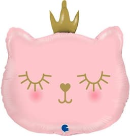 Шар (14''/36 см) Мини-фигура, Котенок Принцесса, Розовый