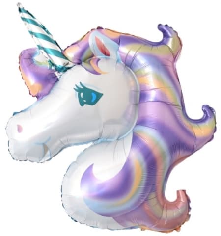 Шар (15"/38см) Мини-фигура,Голова Единорога,фиолетовый