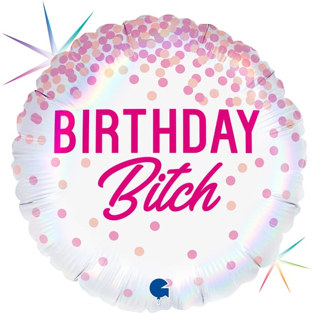 Шар (18''/46 см) Круг, Каскад конфетти, Birthday B*tch, Розовый, Голография Шар (18''/46 см) Круг, Каскад конфетти, Birthday B*tch, Розовый, Голография