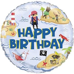 Шар (18''/46 см) Круг, С Днем Рождения (пираты)