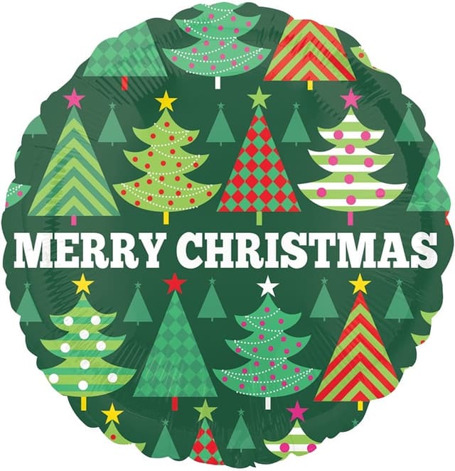 Шар (18''/46 см) Круг, С Новым Годом (нарядные елочки), Зеленый Шар (18''/46 см) Круг, С Новым Годом (нарядные елочки), Зеленый