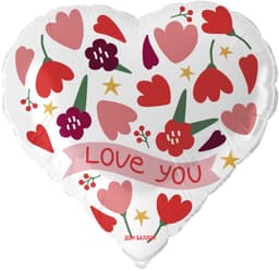 Шар (18''/46 см) Сердце, Love you (цветочки)