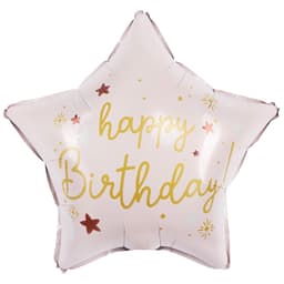 Шар (18''/46 см) Звезда, Happy Birthday (праздничные искры), Светло-розовый, Сатин