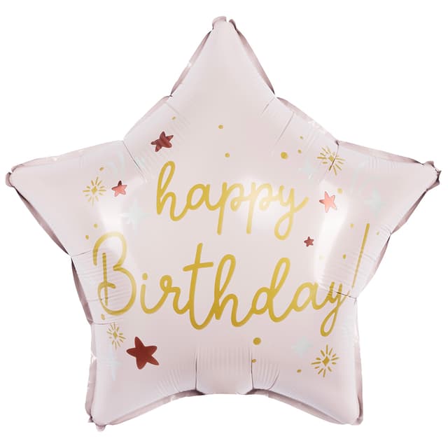 Шар (18''/46 см) Звезда, Happy Birthday (праздничные искры), Светло-розовый, Сатин Шар (18''/46 см) Звезда, Happy Birthday (праздничные искры), Светло-розовый, Сатин