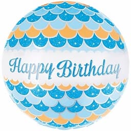 Шар (18"/46см) Круг,День рождения(волны) голубой
