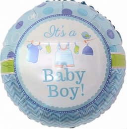 Шар (18"/46см) Круг,С днем рождением малыша!,голубой