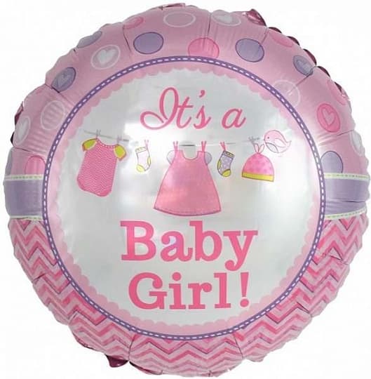 Шар (18"/46см) Круг,С днем рождением малышки!,розовый Шар (18"/46см) Круг,С днем рождением малышки!,розовый