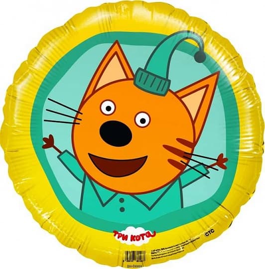 Шар (18"/46см) Круг,Три Кота,Компот,желтый Шар (18"/46см) Круг,Три Кота,Компот,желтый