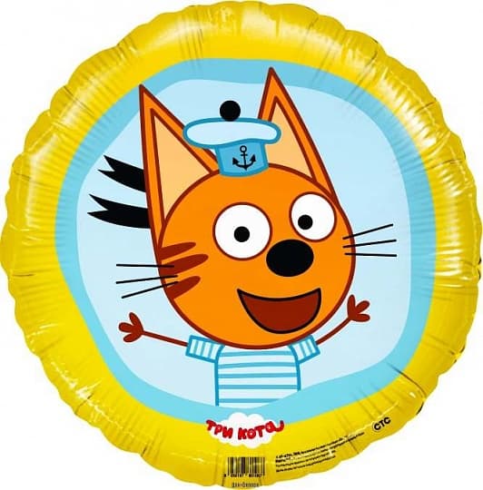 Шар (18"/46см) Круг,Три Кота,Коржик,желтый