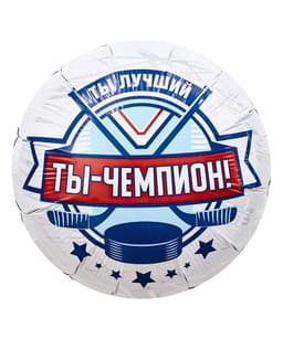 Шар (18""/46см) Круг ТЫ ЧЕМПИОН Хоккеист