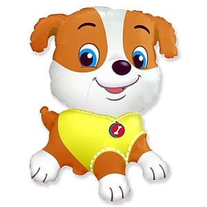 Шар 33"/84см Фигура, Бульдог, Щенок на Желтом/FM/ Шар 33"/84см Фигура, Бульдог, Щенок на Желтом/FM/