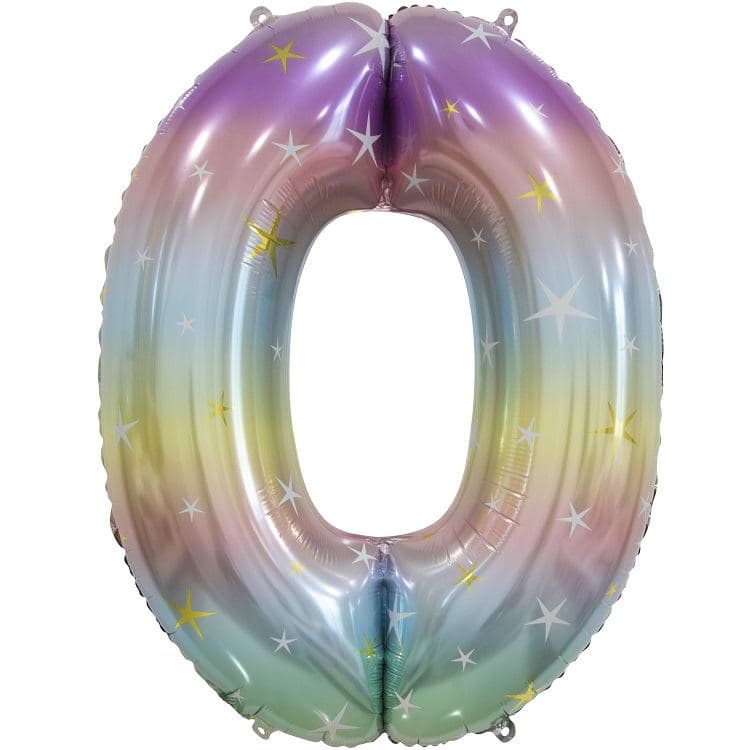 Шар (34"/86см) Цифра 0, Радужные искры
