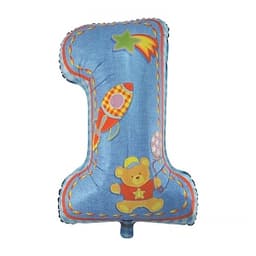 Шар (34"/86см) Цифра, Первый день рождения, Мальчик, Голубой