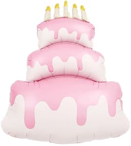 Шар (38''/97 см) Фигура, Торт со свечками, Розовый, Сатин