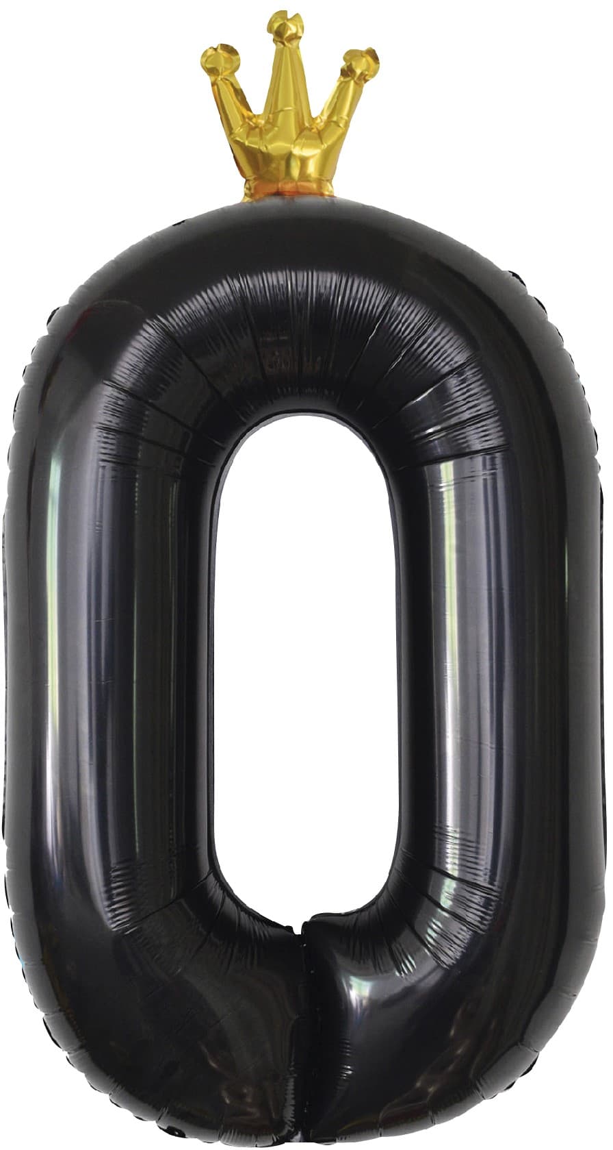 Шар (40''/102 см) Цифра, 0 Золотая корона, Черный