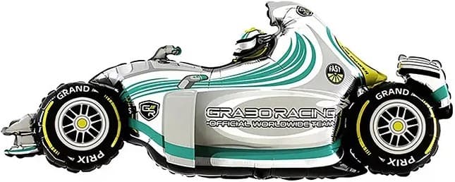 Шар (43''/109 см) Фигура, Гоночный автомобиль, Формула 1, Серый