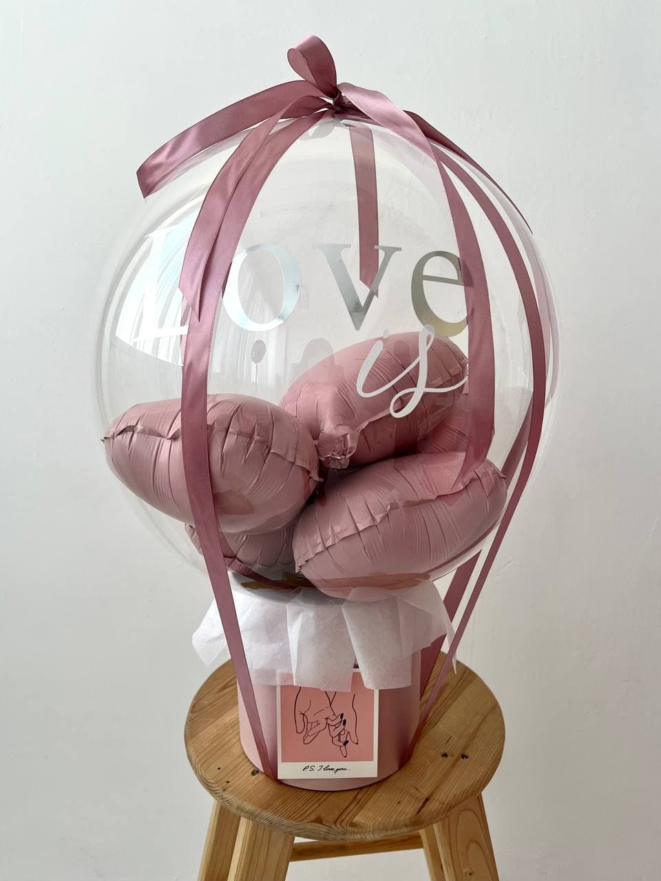 Шар баблс в шляпной коробке «Розовая коробка»