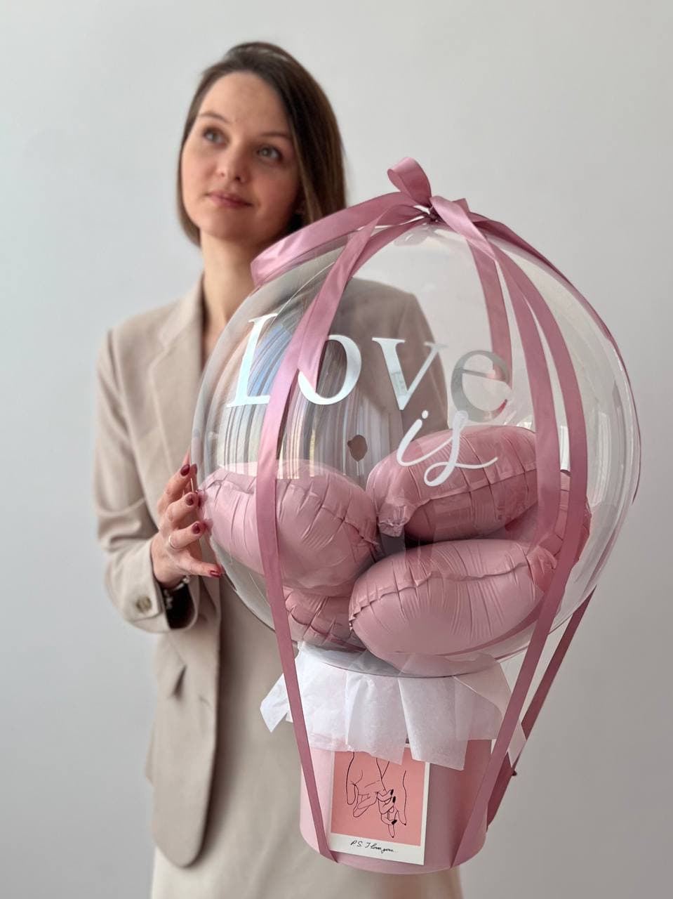 Шар баблс в шляпной коробке «Pink box»