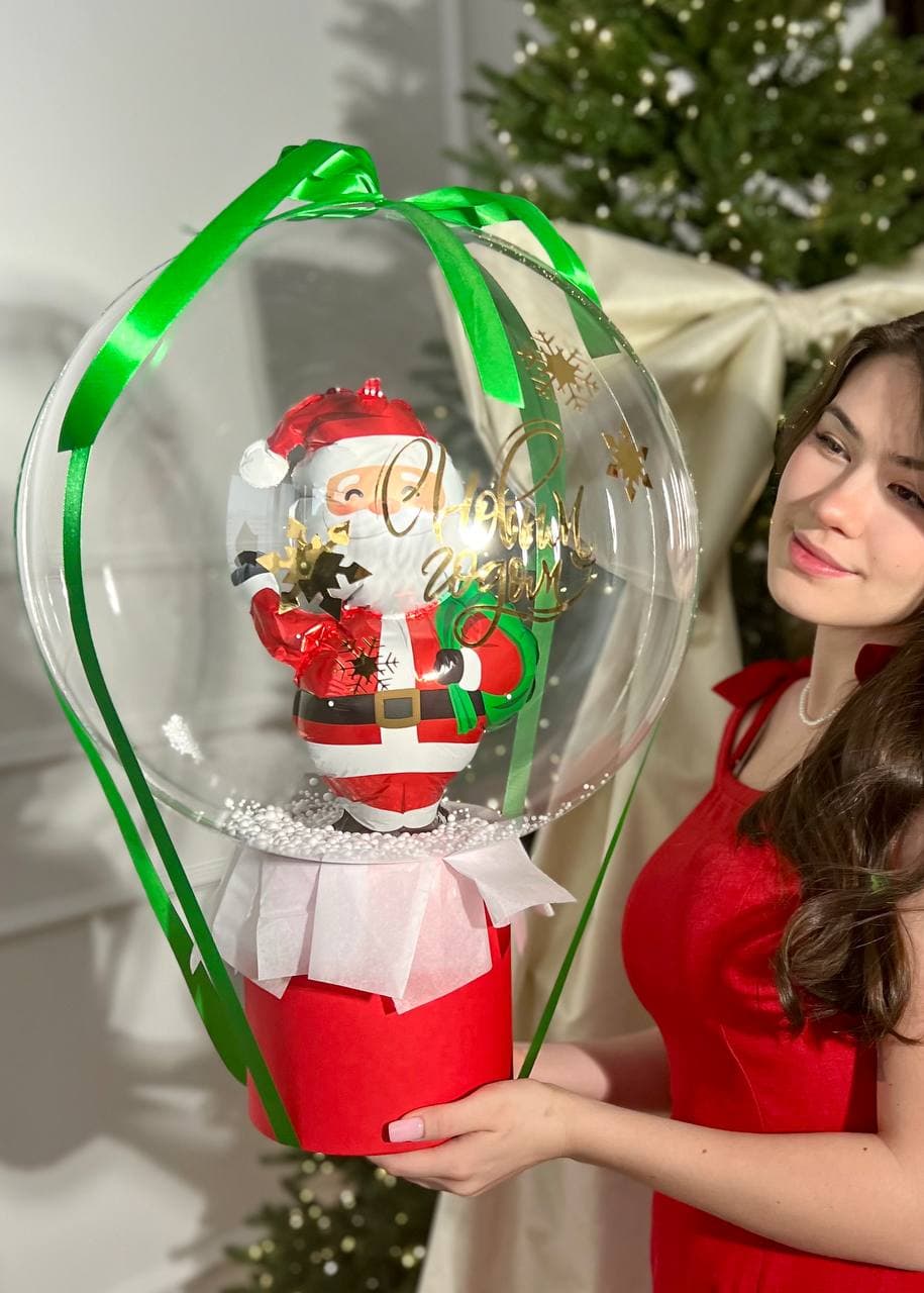 Шар баблс в шляпной коробке «Волшебный box Santa”