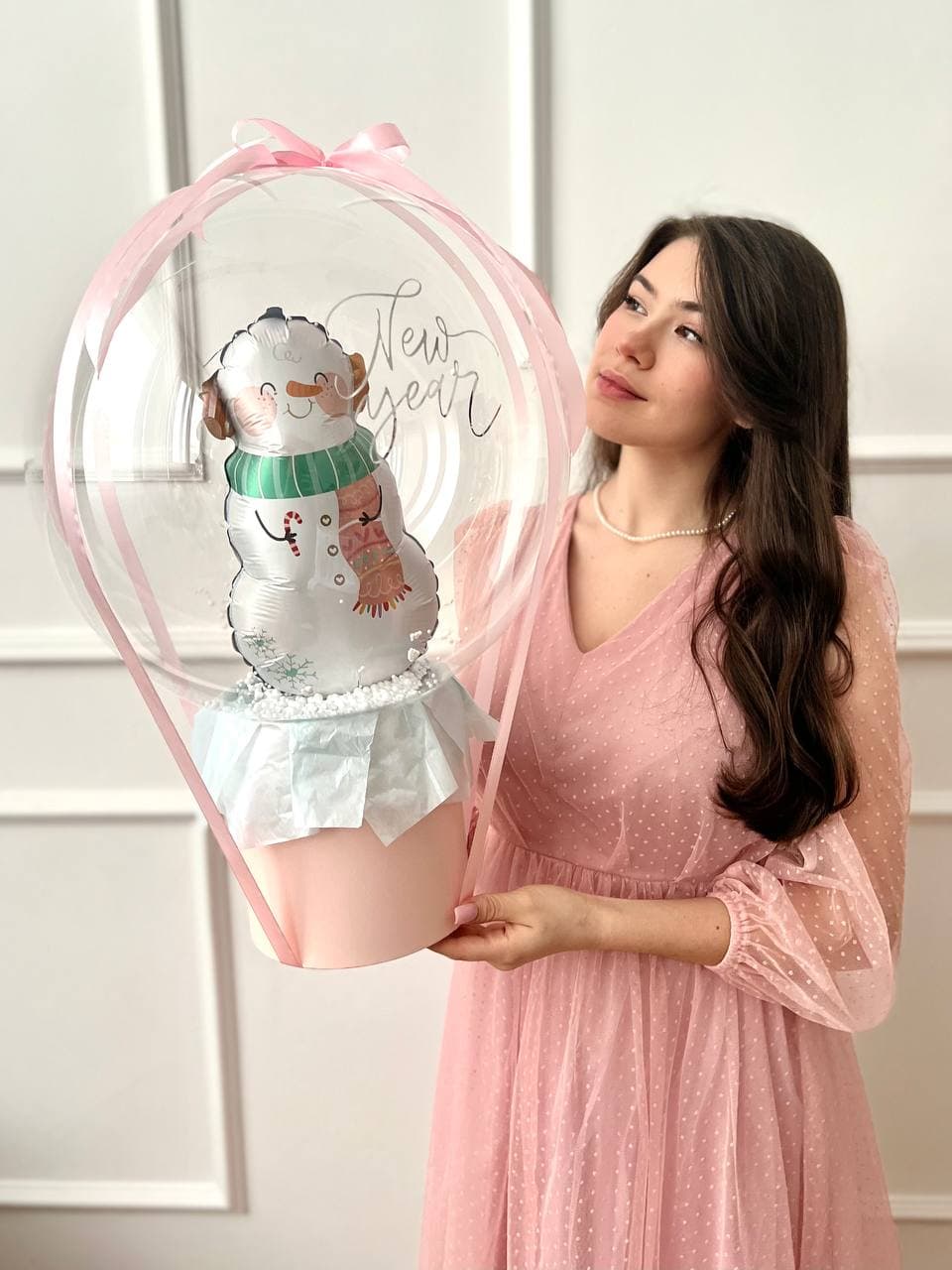 Шар баблс в шляпной коробке «Волшебный box snowman»