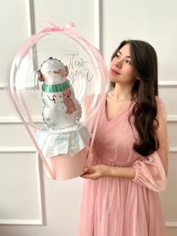 Шар баблс в шляпной коробке «Волшебный Снеговик»