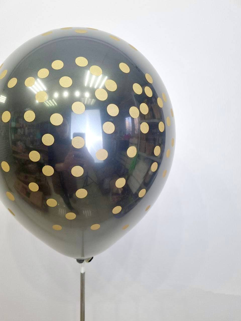 Шар даблстафф (шар в шаре) черный + рисунок 30 см