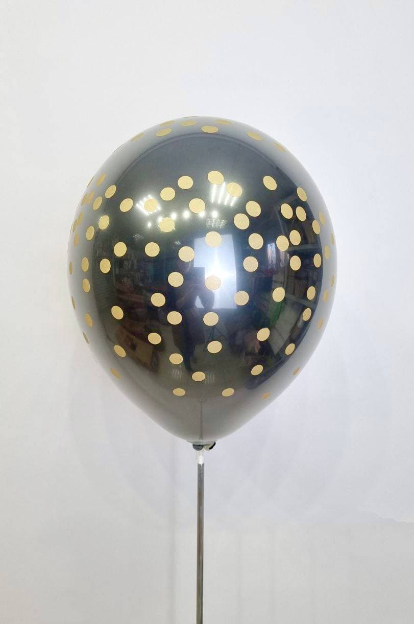 Шар даблстафф (шар в шаре) черный + рисунок 30 см