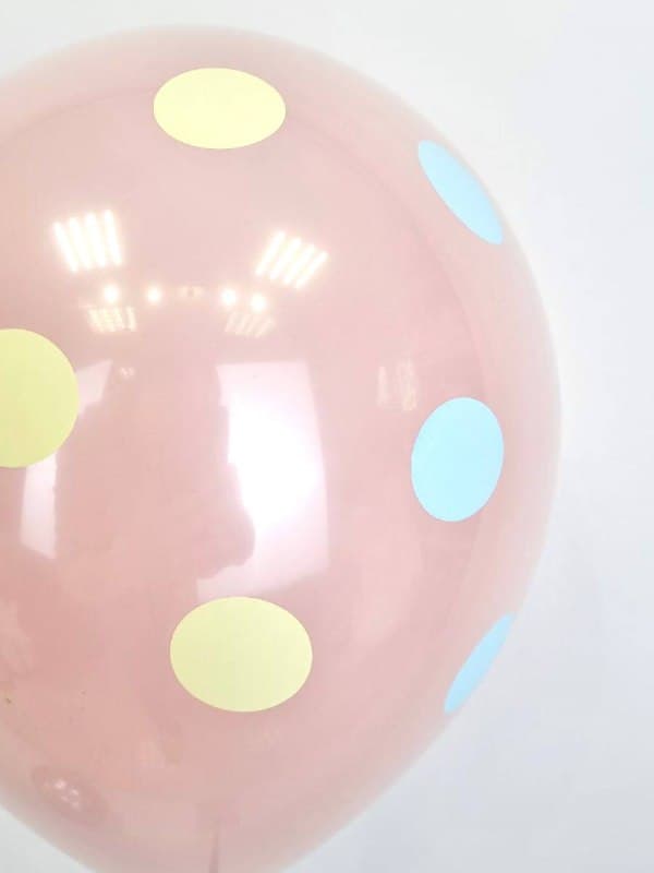 Шар даблстафф (шар в шаре) розовый + Макарунс, Цветные точки, Прозрачный (390), кристалл, 5 ст 30 см