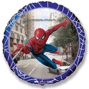 Шар фольга 45см Человек паук в городе с гелием