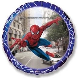 Шар фольга 45см Человек паук в городе с гелием